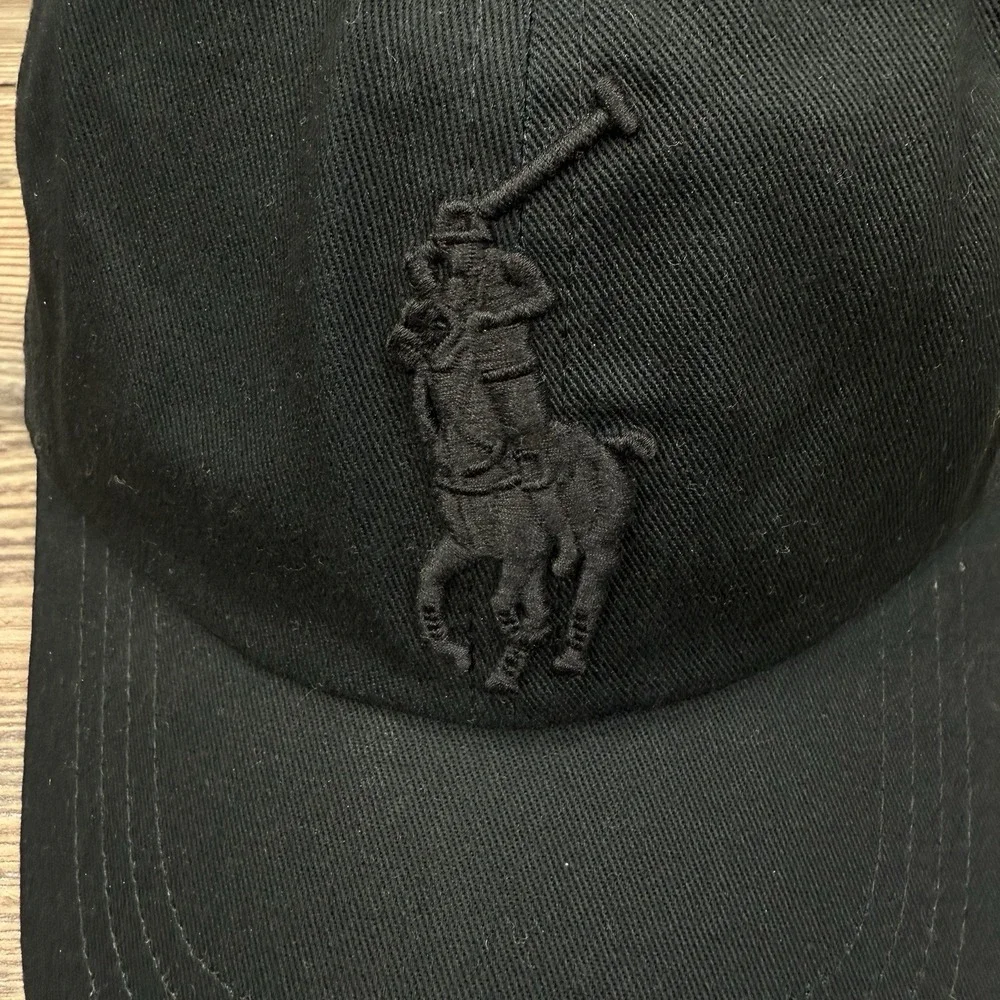 Polo Ralph Lauren Big Pony Logo Embroidered Cotton Baseball Cap Hat Black NWT